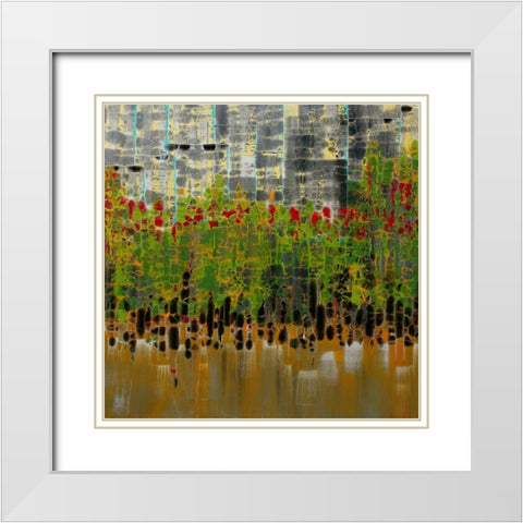 Red Gartden II White Modern Wood Framed Art Print with Double Matting by Bolokofsky, Ronald