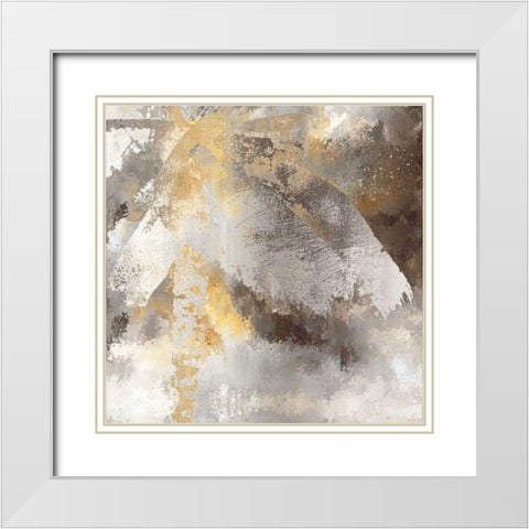 Silver Palm Leaves White Modern Wood Framed Art Print with Double Matting by Bolokofsky, Ronald