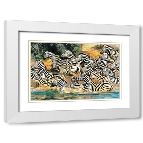 At the Drinking Hole White Modern Wood Framed Art Print with Double Matting by Bolokofsky, Ronald