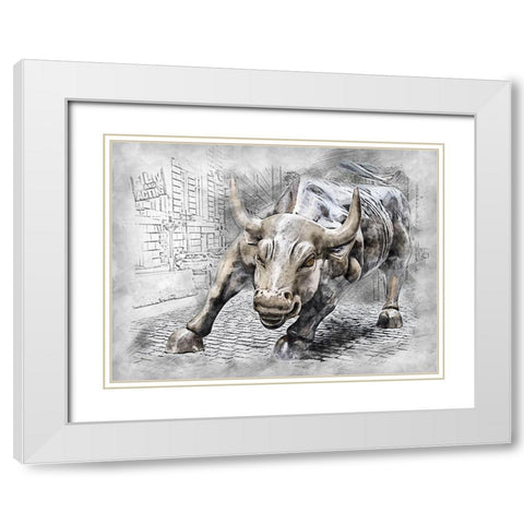 Bullish On Wallstreet White Modern Wood Framed Art Print with Double Matting by Bolokofsky, Ronald