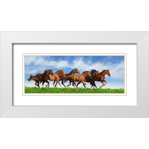 Running Wild White Modern Wood Framed Art Print with Double Matting by Bolokofsky, Ronald