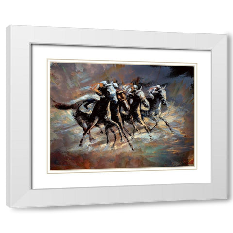 The Race White Modern Wood Framed Art Print with Double Matting by Bolokofsky, Ronald