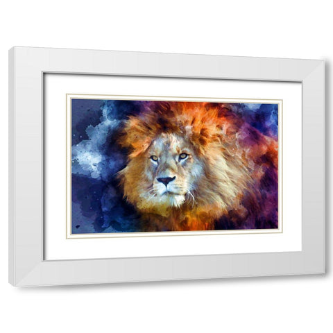 Watercolor Lion II White Modern Wood Framed Art Print with Double Matting by Bolokofsky, Ronald
