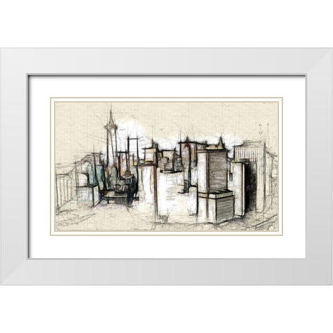 Architectural Skyline White Modern Wood Framed Art Print with Double Matting by Bolokofsky, Ronald