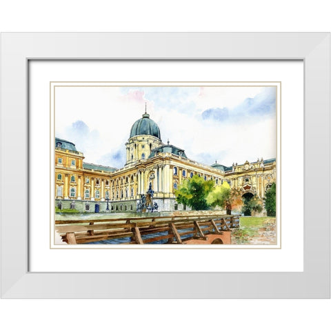 Budapest Castle I White Modern Wood Framed Art Print with Double Matting by Bolokofsky, Ronald