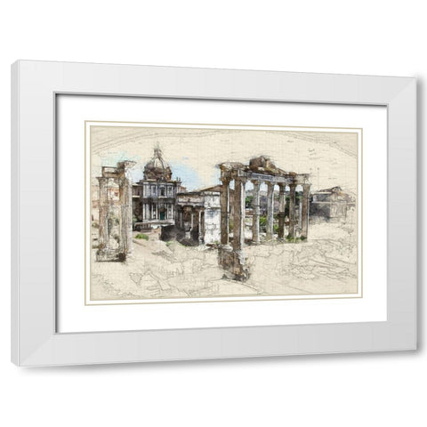 Italian Ruins Architectural Sketch White Modern Wood Framed Art Print with Double Matting by Bolokofsky, Ronald