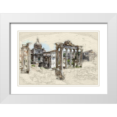 Italian Ruins Architectural Sketch White Modern Wood Framed Art Print with Double Matting by Bolokofsky, Ronald