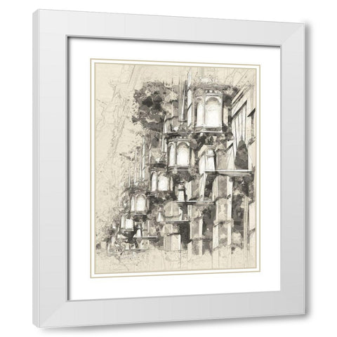 Las Ramblas Barcelona White Modern Wood Framed Art Print with Double Matting by Bolokofsky, Ronald