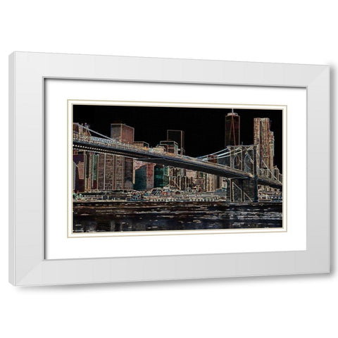 Brooklyn Bridge II White Modern Wood Framed Art Print with Double Matting by Bolokofsky, Ronald