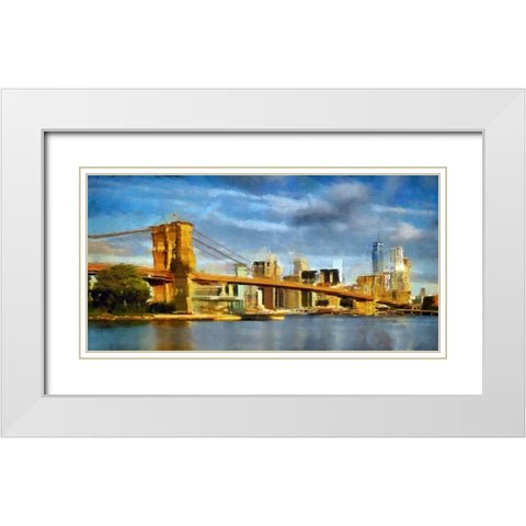 Brooklyn Bridge III White Modern Wood Framed Art Print with Double Matting by Bolokofsky, Ronald
