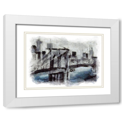 Brooklyn Bridge IV White Modern Wood Framed Art Print with Double Matting by Bolokofsky, Ronald