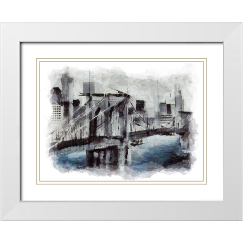 Brooklyn Bridge IV White Modern Wood Framed Art Print with Double Matting by Bolokofsky, Ronald