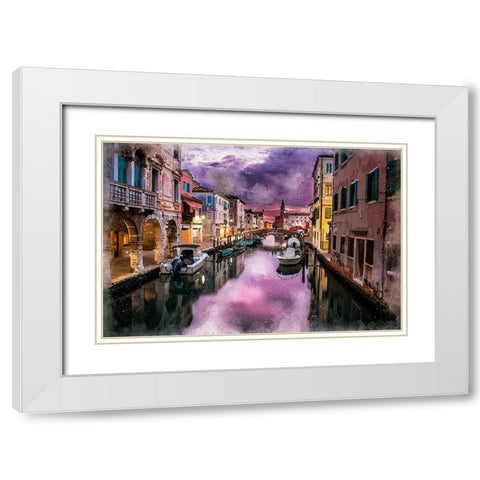 Canal Reflections White Modern Wood Framed Art Print with Double Matting by Bolokofsky, Ronald