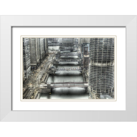 Chicago Bridges  White Modern Wood Framed Art Print with Double Matting by Bolokofsky, Ronald