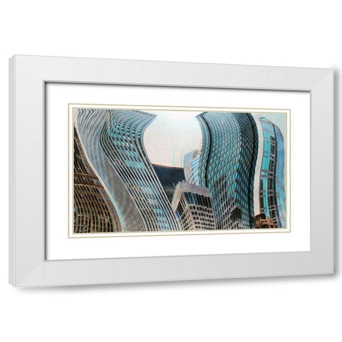Chicago Skyscrapers White Modern Wood Framed Art Print with Double Matting by Bolokofsky, Ronald
