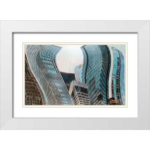 Chicago Skyscrapers White Modern Wood Framed Art Print with Double Matting by Bolokofsky, Ronald