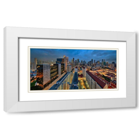 City Lights White Modern Wood Framed Art Print with Double Matting by Bolokofsky, Ronald