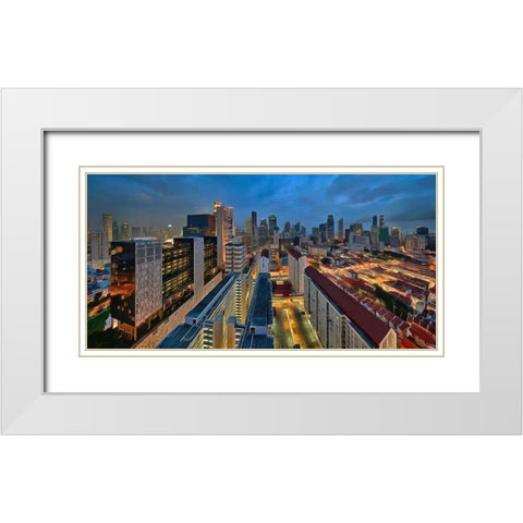 City Lights White Modern Wood Framed Art Print with Double Matting by Bolokofsky, Ronald
