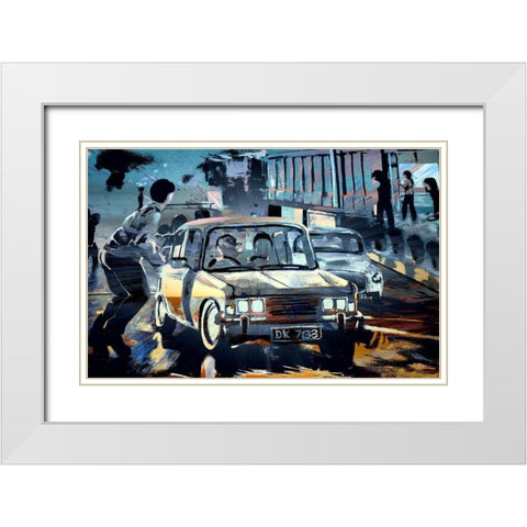 Evening Traffic White Modern Wood Framed Art Print with Double Matting by Bolokofsky, Ronald