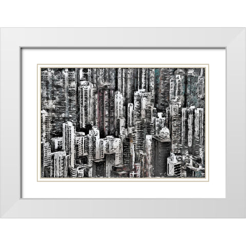 Hong Kong White Modern Wood Framed Art Print with Double Matting by Bolokofsky, Ronald