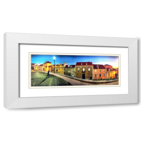 Lisbon Night White Modern Wood Framed Art Print with Double Matting by Bolokofsky, Ronald
