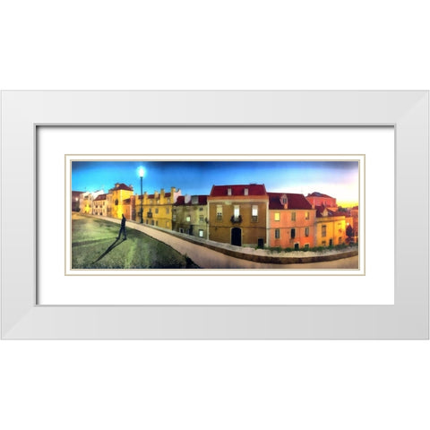 Lisbon Night White Modern Wood Framed Art Print with Double Matting by Bolokofsky, Ronald
