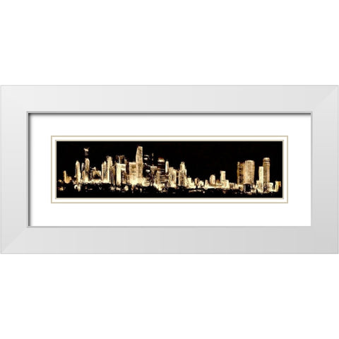 Lit Up Skyline White Modern Wood Framed Art Print with Double Matting by Bolokofsky, Ronald