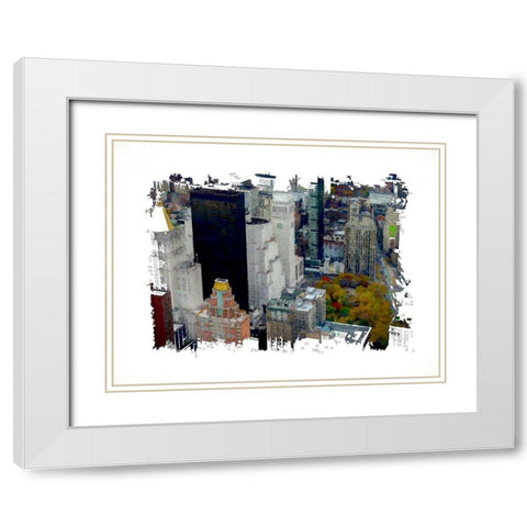 Manhattan  White Modern Wood Framed Art Print with Double Matting by Bolokofsky, Ronald