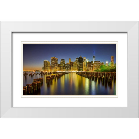 Manhattan Reflections White Modern Wood Framed Art Print with Double Matting by Bolokofsky, Ronald