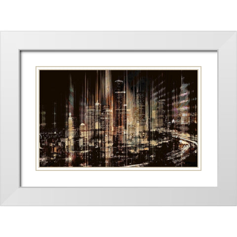 Midnight Skyline White Modern Wood Framed Art Print with Double Matting by Bolokofsky, Ronald