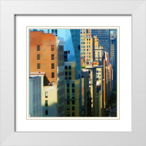 New York City Shadows White Modern Wood Framed Art Print with Double Matting by Bolokofsky, Ronald