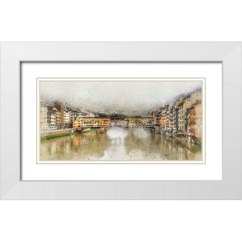 Ponte Vecchio II White Modern Wood Framed Art Print with Double Matting by Bolokofsky, Ronald