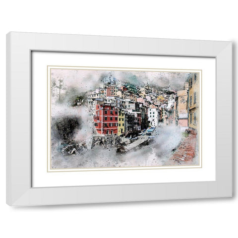 Riomaggiore White Modern Wood Framed Art Print with Double Matting by Bolokofsky, Ronald