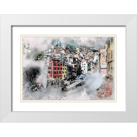 Riomaggiore White Modern Wood Framed Art Print with Double Matting by Bolokofsky, Ronald