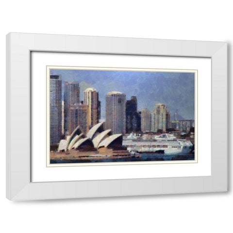 Sydney Harbor White Modern Wood Framed Art Print with Double Matting by Bolokofsky, Ronald