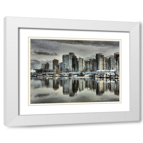 Vancouver Skyline White Modern Wood Framed Art Print with Double Matting by Bolokofsky, Ronald