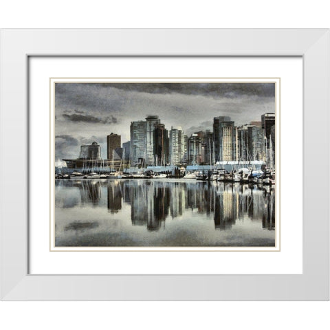 Vancouver Skyline White Modern Wood Framed Art Print with Double Matting by Bolokofsky, Ronald