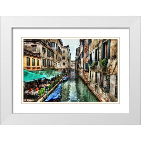 Venice CafÃ© II White Modern Wood Framed Art Print with Double Matting by Bolokofsky, Ronald