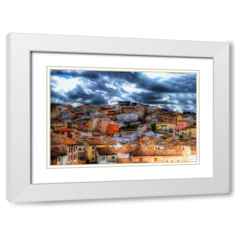Village Along the Hillside White Modern Wood Framed Art Print with Double Matting by Bolokofsky, Ronald