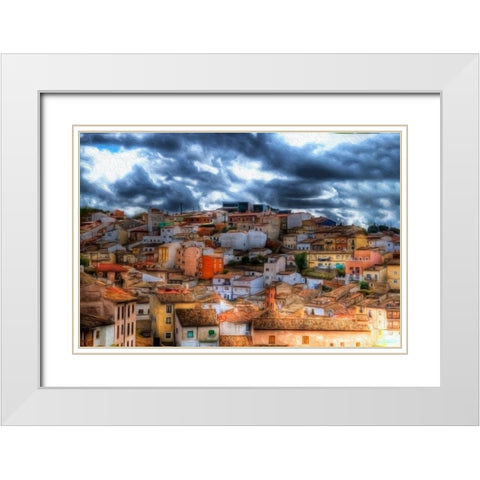 Village Along the Hillside White Modern Wood Framed Art Print with Double Matting by Bolokofsky, Ronald