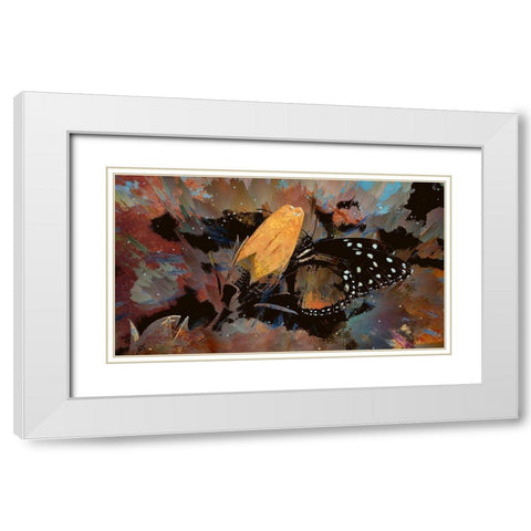 Butterfly On A Rosebud White Modern Wood Framed Art Print with Double Matting by Bolokofsky, Ronald