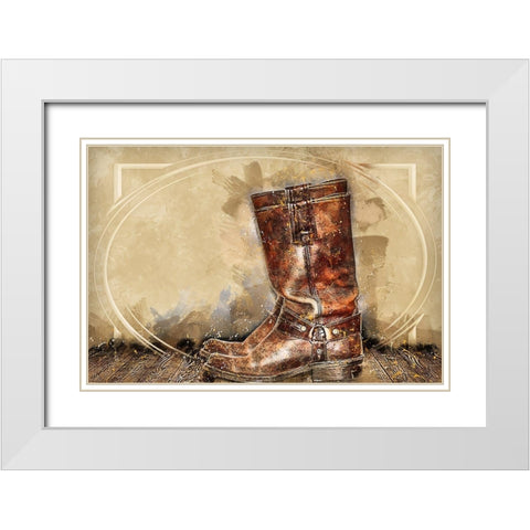 Old Boots White Modern Wood Framed Art Print with Double Matting by Bolokofsky, Ronald