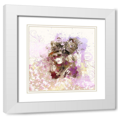 Paris Masquerade I White Modern Wood Framed Art Print with Double Matting by Bolokofsky, Ronald