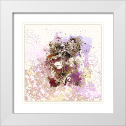Paris Masquerade I White Modern Wood Framed Art Print with Double Matting by Bolokofsky, Ronald