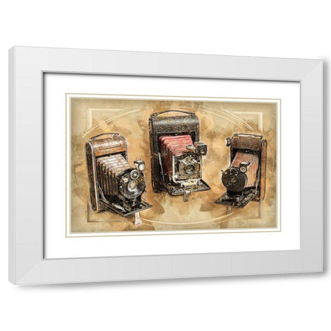 Retro Cameras White Modern Wood Framed Art Print with Double Matting by Bolokofsky, Ronald