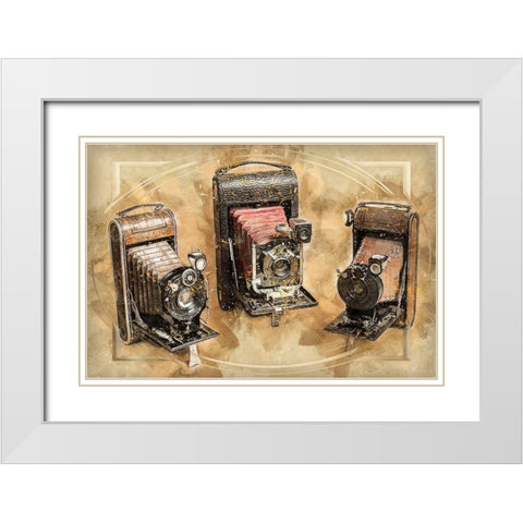 Retro Cameras White Modern Wood Framed Art Print with Double Matting by Bolokofsky, Ronald