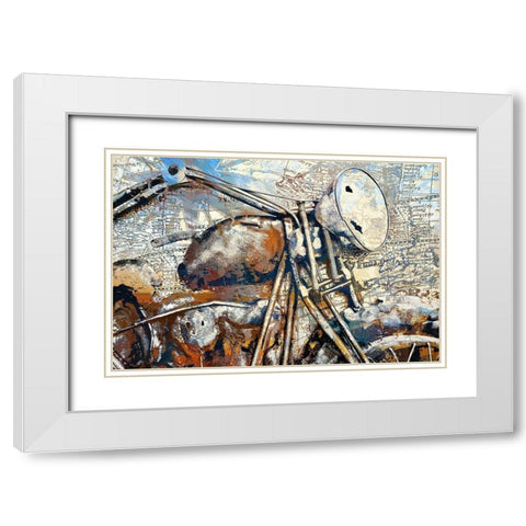 Rusty Old Bike White Modern Wood Framed Art Print with Double Matting by Bolokofsky, Ronald