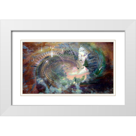 Spiraling Time White Modern Wood Framed Art Print with Double Matting by Bolokofsky, Ronald