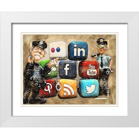 The Social Police White Modern Wood Framed Art Print with Double Matting by Bolokofsky, Ronald