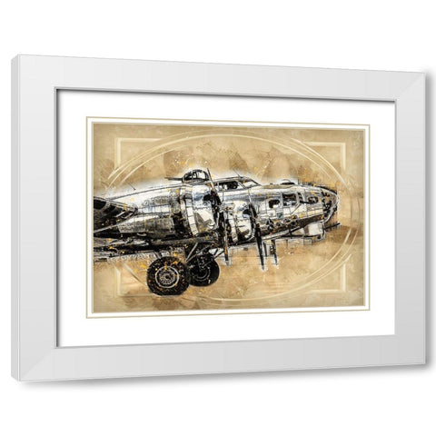 Vintage Fighter White Modern Wood Framed Art Print with Double Matting by Bolokofsky, Ronald